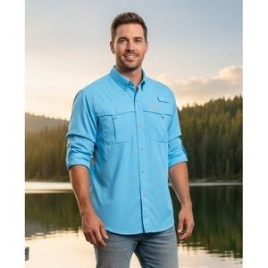 Reel Legends Mariner Long Sleeve Mens Sz M Vented Outdoor Fishing Hiking Ripstop